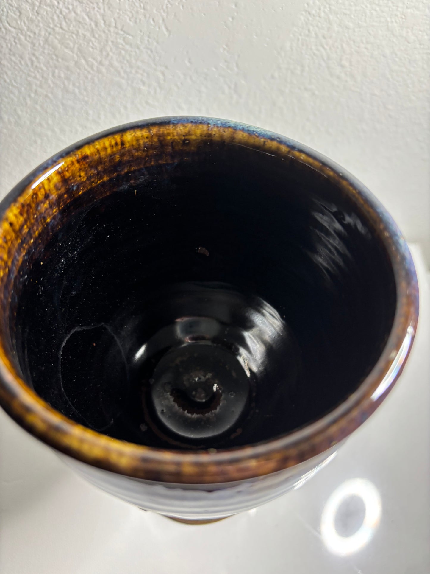 Handmade Studio Pottery Chalice – Iridescent Blue Glaze | 8.5” Tall
