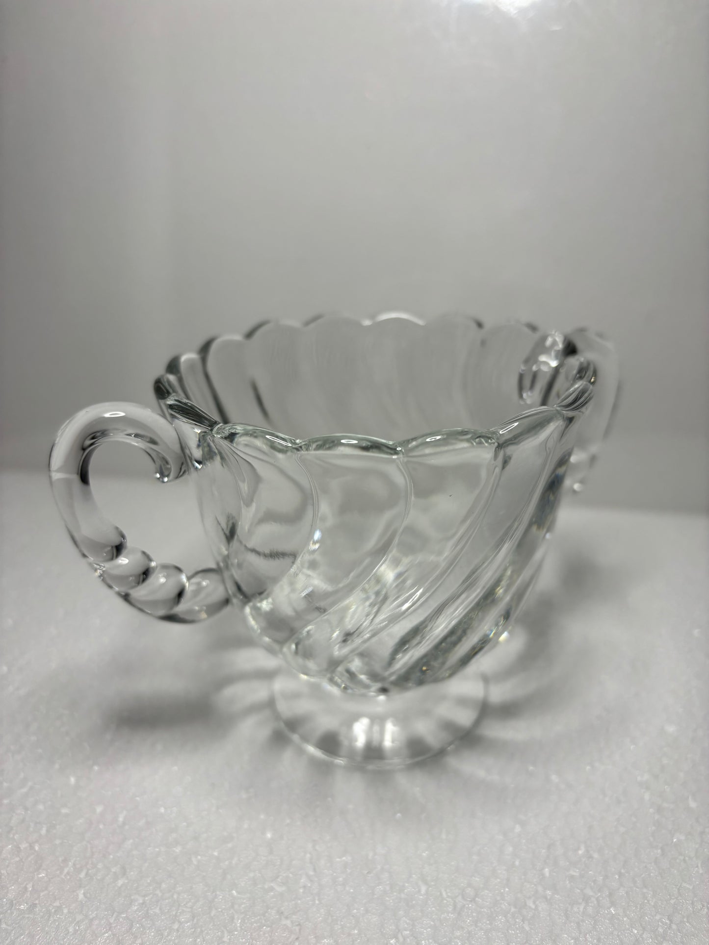 Vintage Swirl-Handled Pressed Glass Sugar Bowl – 5" Wide