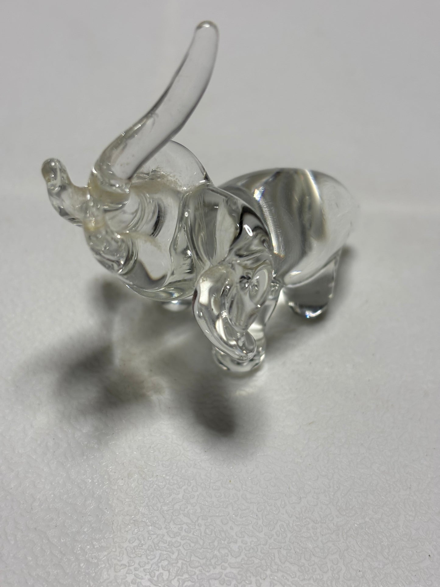 Miniature Clear Glass Elephant Figurine – 2” Tall – Trunk Up for Luck