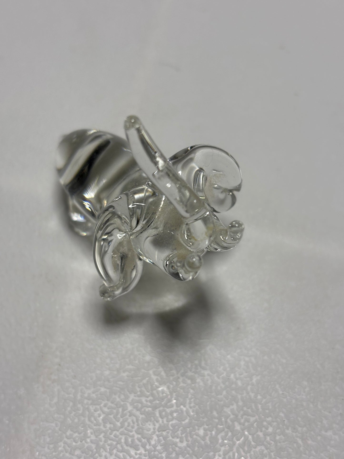 Miniature Clear Glass Elephant Figurine – 2” Tall – Trunk Up for Luck