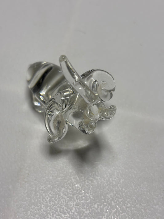 Miniature Clear Glass Elephant Figurine – 2” Tall – Trunk Up for Luck