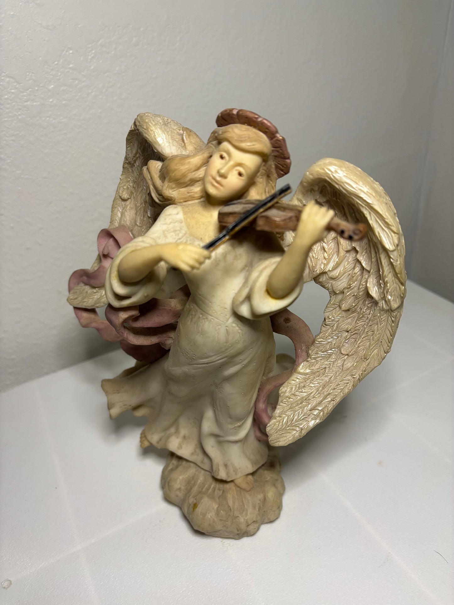 Vintage Violin Angel Figurine – 9” Tall – Serene Heavenly Musician