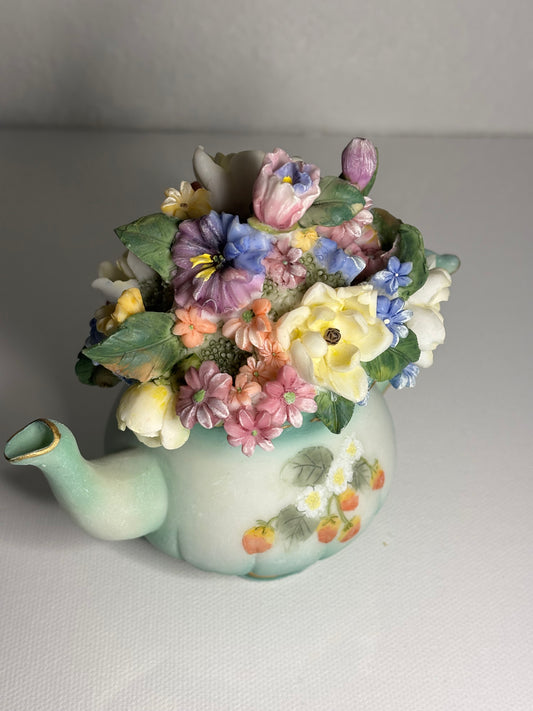 Whimsy in Bloom – Vintage Floral Teapot Figurine