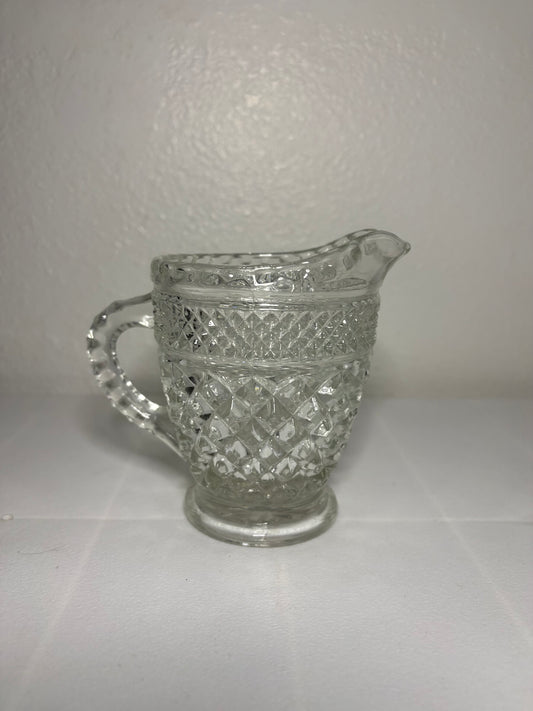 Vintage Pressed Glass Creamer Pitcher – Diamond Point Pattern