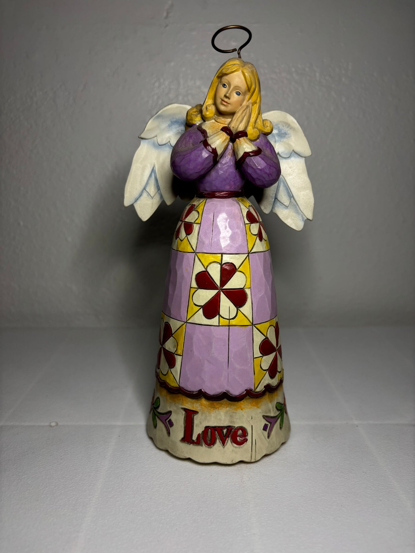 Jim Shore “Love” Angel Figurine – Heartwood Creek – 8" Quilted Folk Art Angel