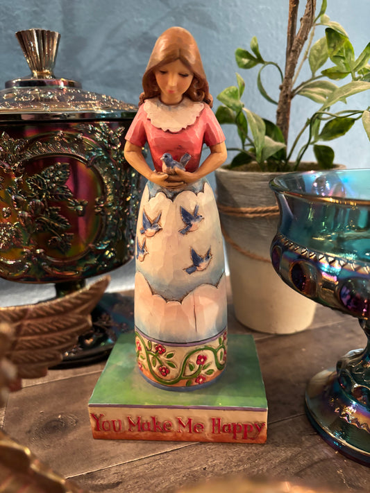 Jim Shore Heartwood Creek Figurine – You Make Me Happy (4007239) – 8” Tall