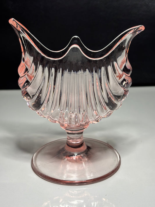 Vintage Pink Depression Glass Footed Candy Dish – Swan-Inspired Design *