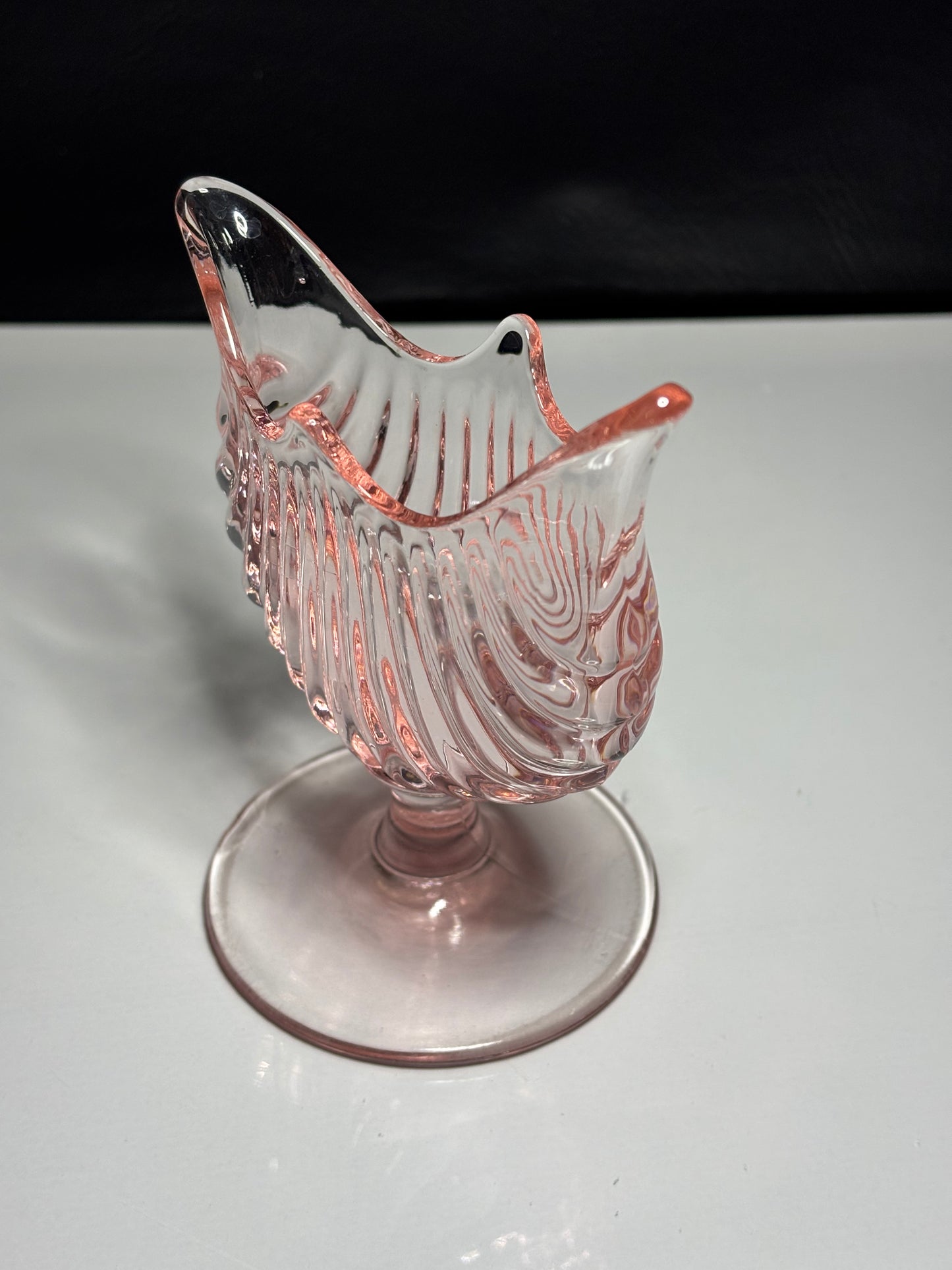 Vintage Pink Depression Glass Footed Candy Dish – Swan-Inspired Design *