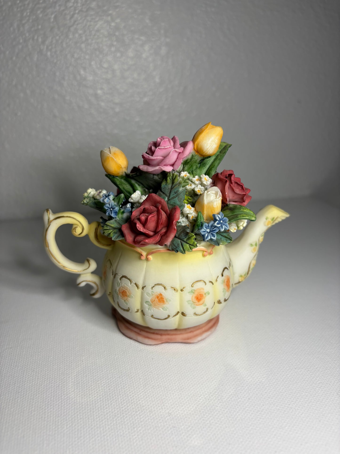 Victorian Rose Garden – Porcelain Floral Teapot Figurine