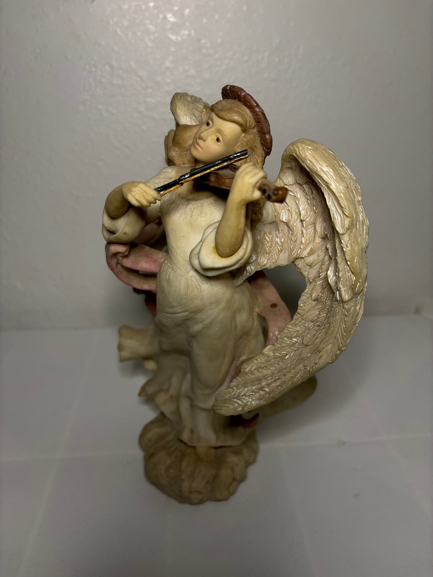 Vintage Violin Angel Figurine – 9” Tall – Serene Heavenly Musician