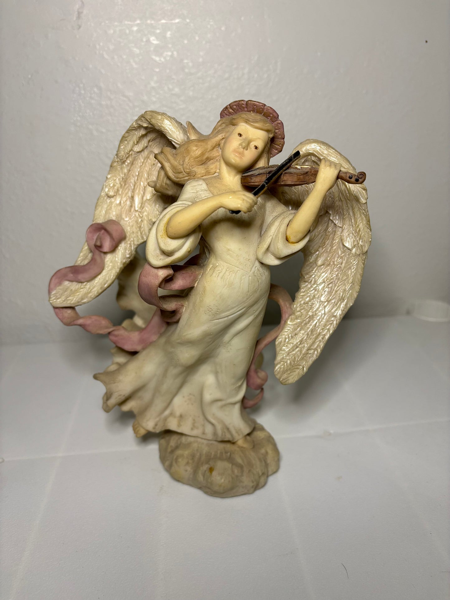 Vintage Violin Angel Figurine – 9” Tall – Serene Heavenly Musician