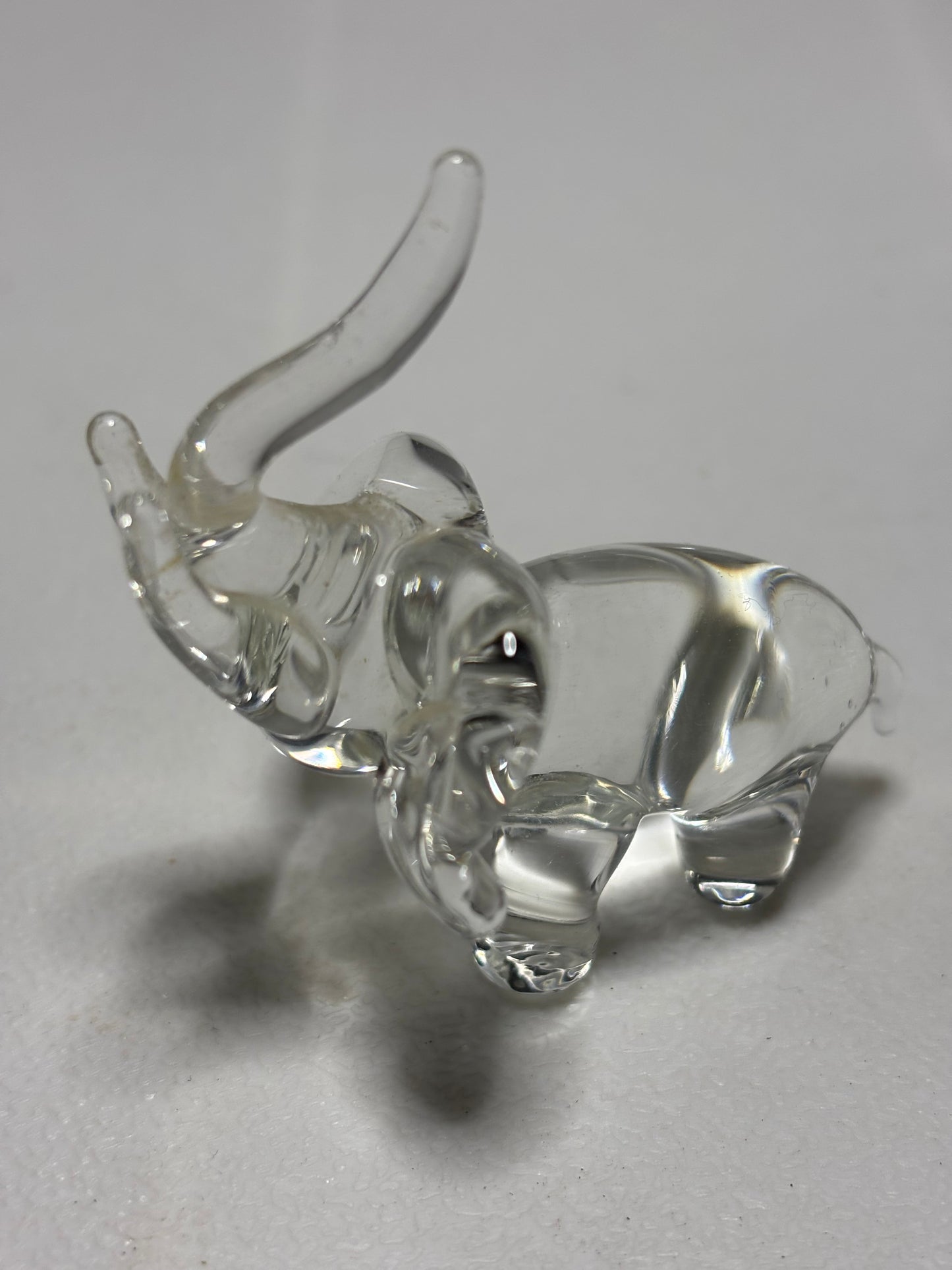 Miniature Clear Glass Elephant Figurine – 2” Tall – Trunk Up for Luck