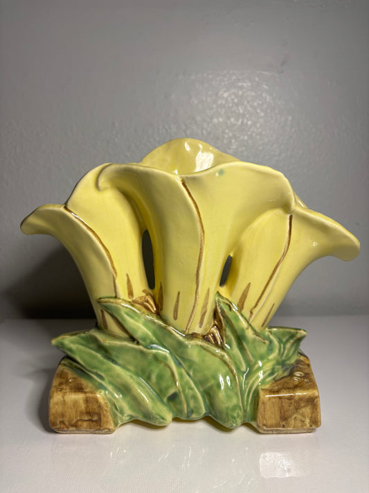 Vintage Yellow Calla Lily Ceramic Planter – Mid-Century Pottery