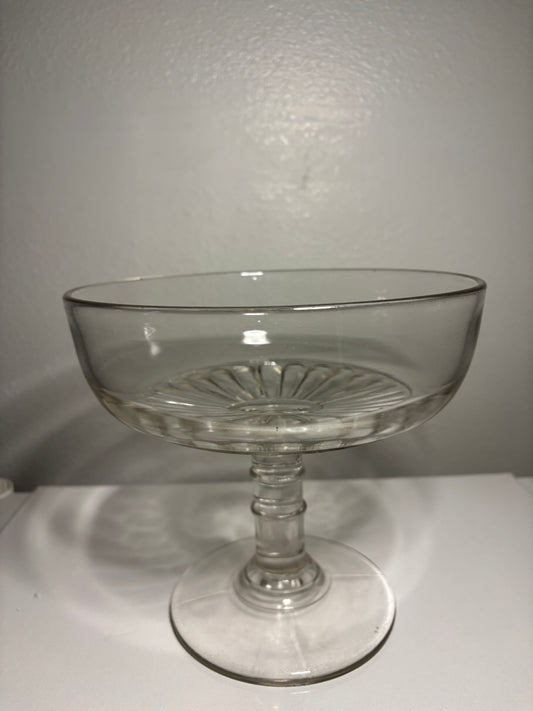 Vintage Clear Glass Pedestal Compote Dish – 8" Wide