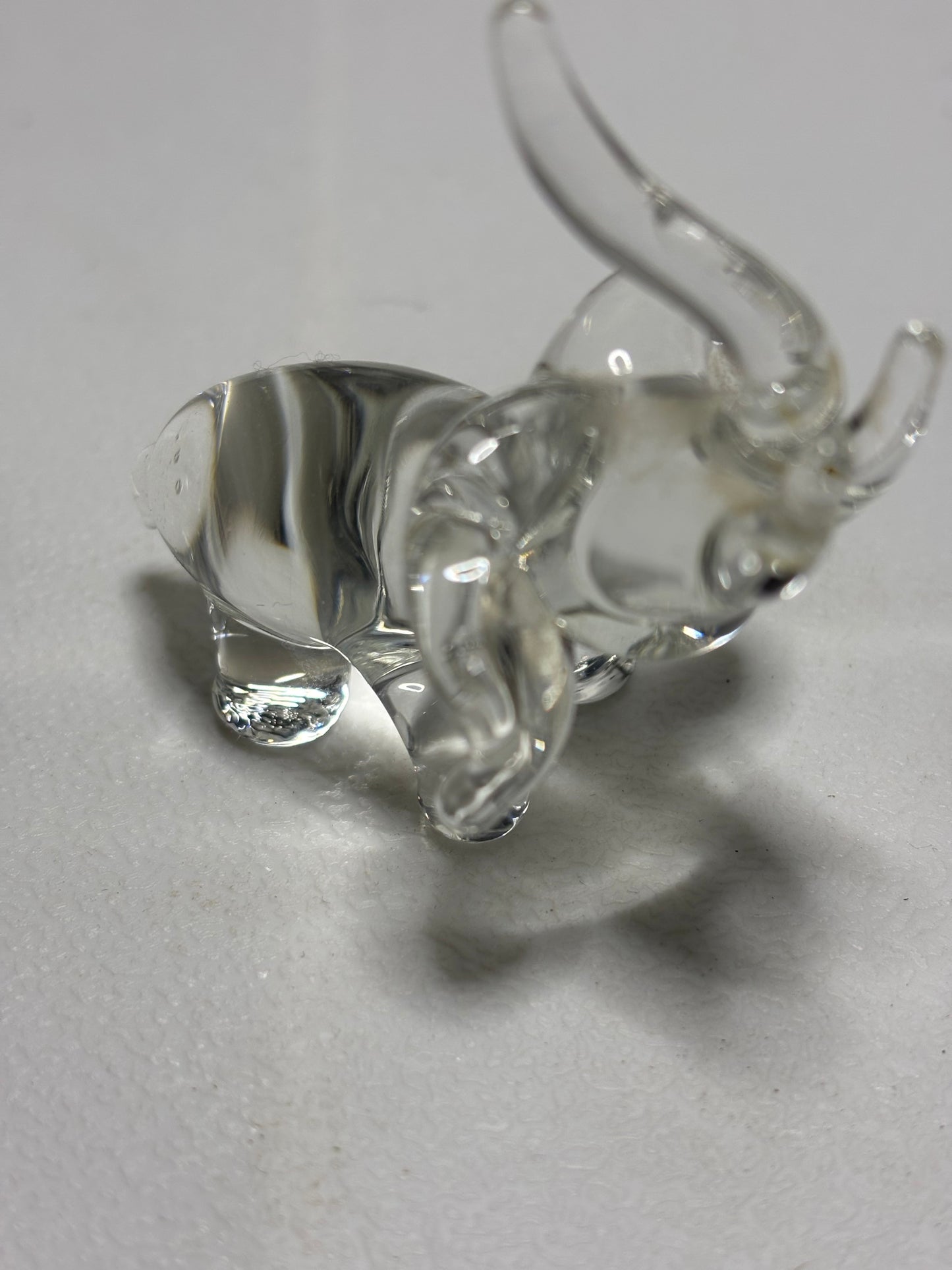 Miniature Clear Glass Elephant Figurine – 2” Tall – Trunk Up for Luck
