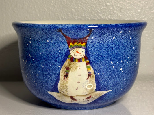 Festive Blue Snowman Bowl – 6"x6"x4"