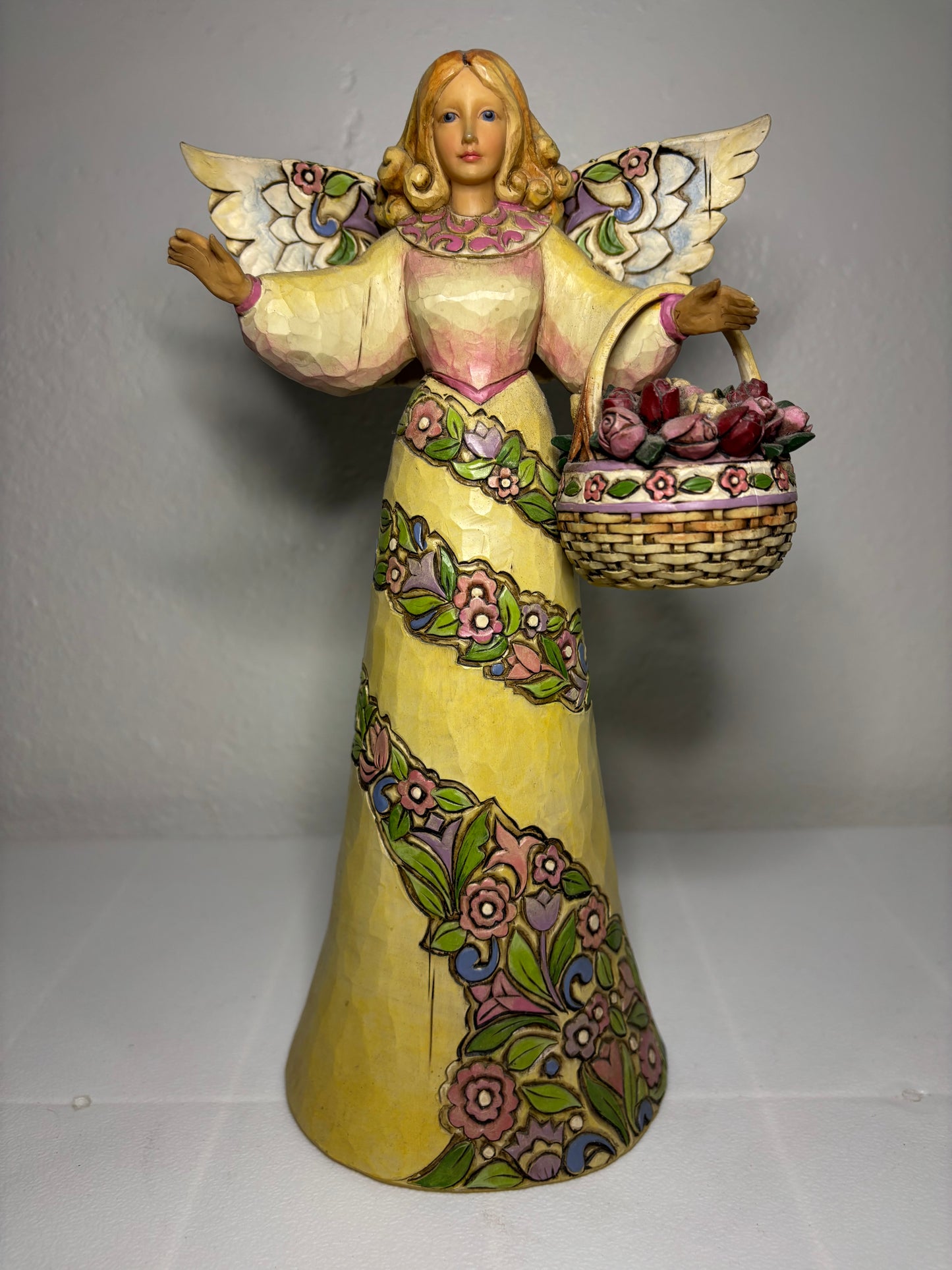 Jim Shore Heartwood Creek Angel – Peace in the Garden – 10” Figurine with Basket of Roses