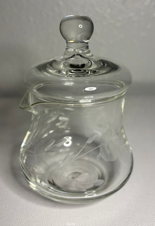 Etched Glass Honey or Jam Jar with Lid – 2.5"x2.5"x4"