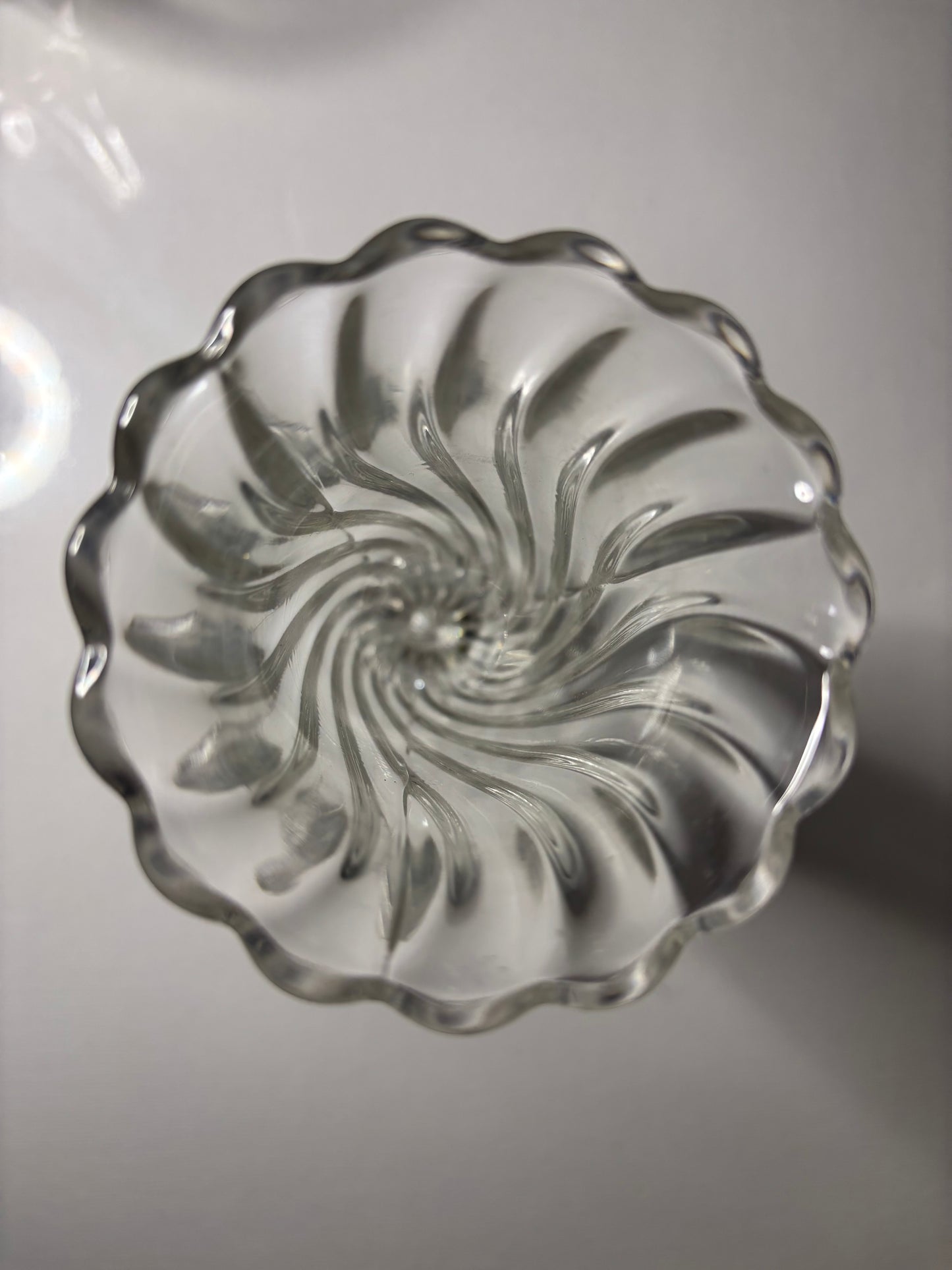 Vintage Swirl Pressed Glass Bud Vase – 6.5" Tall, Pedestal Base