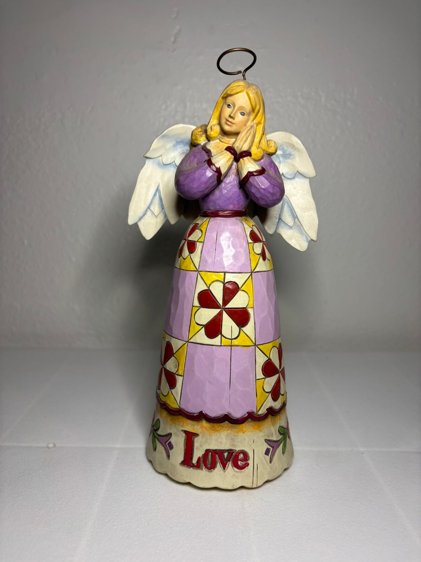 Jim Shore “Love” Angel Figurine – Heartwood Creek – 8" Quilted Folk Art Angel