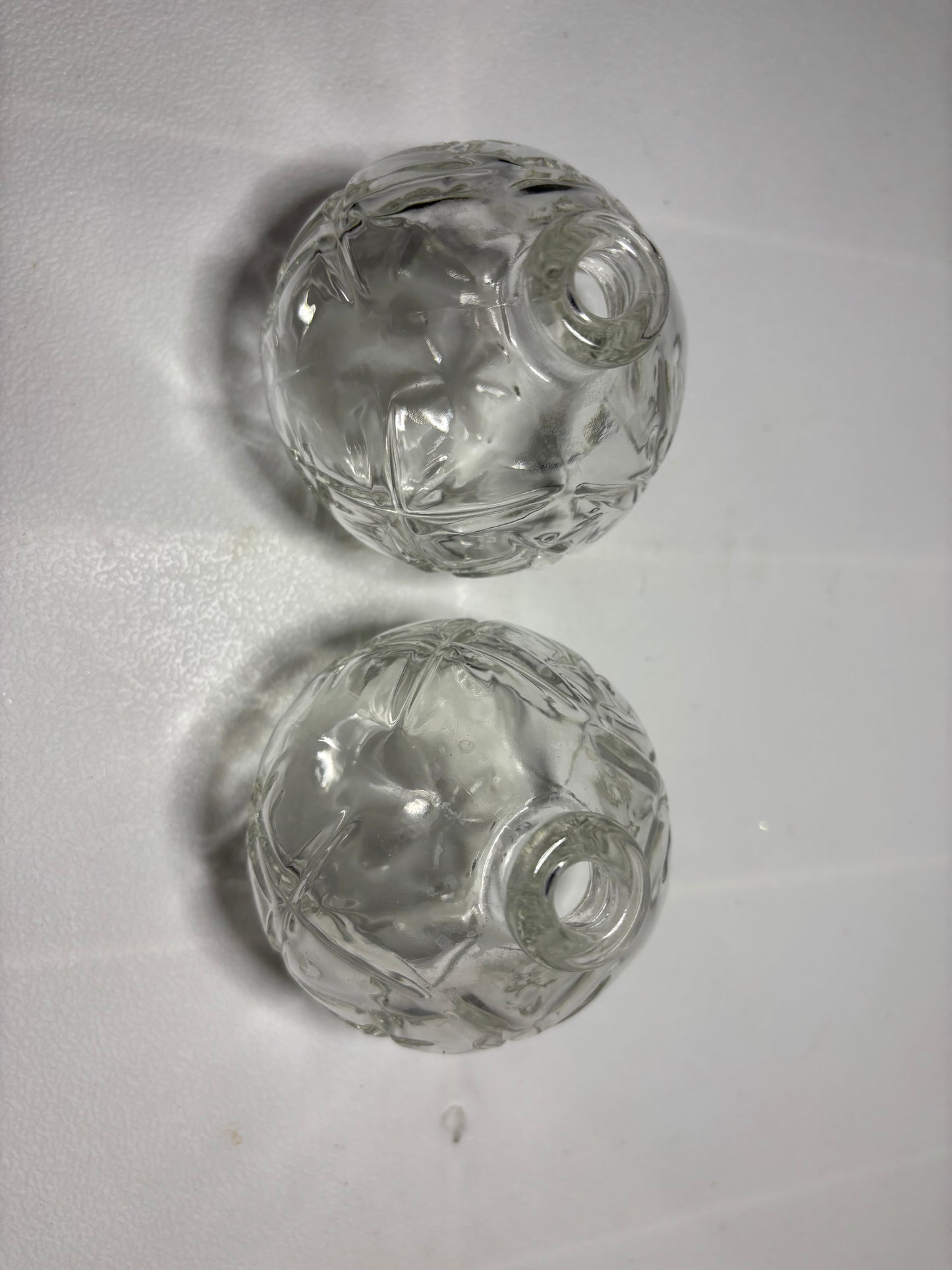 Vintage Mini Diamond-Cut Glass Bud Vases – Set of 2 – 3” Round