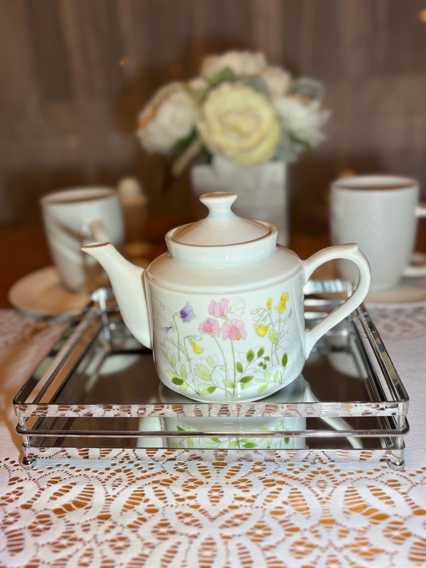 Vintage Noritake Sweet Pea Porcelain Teapot