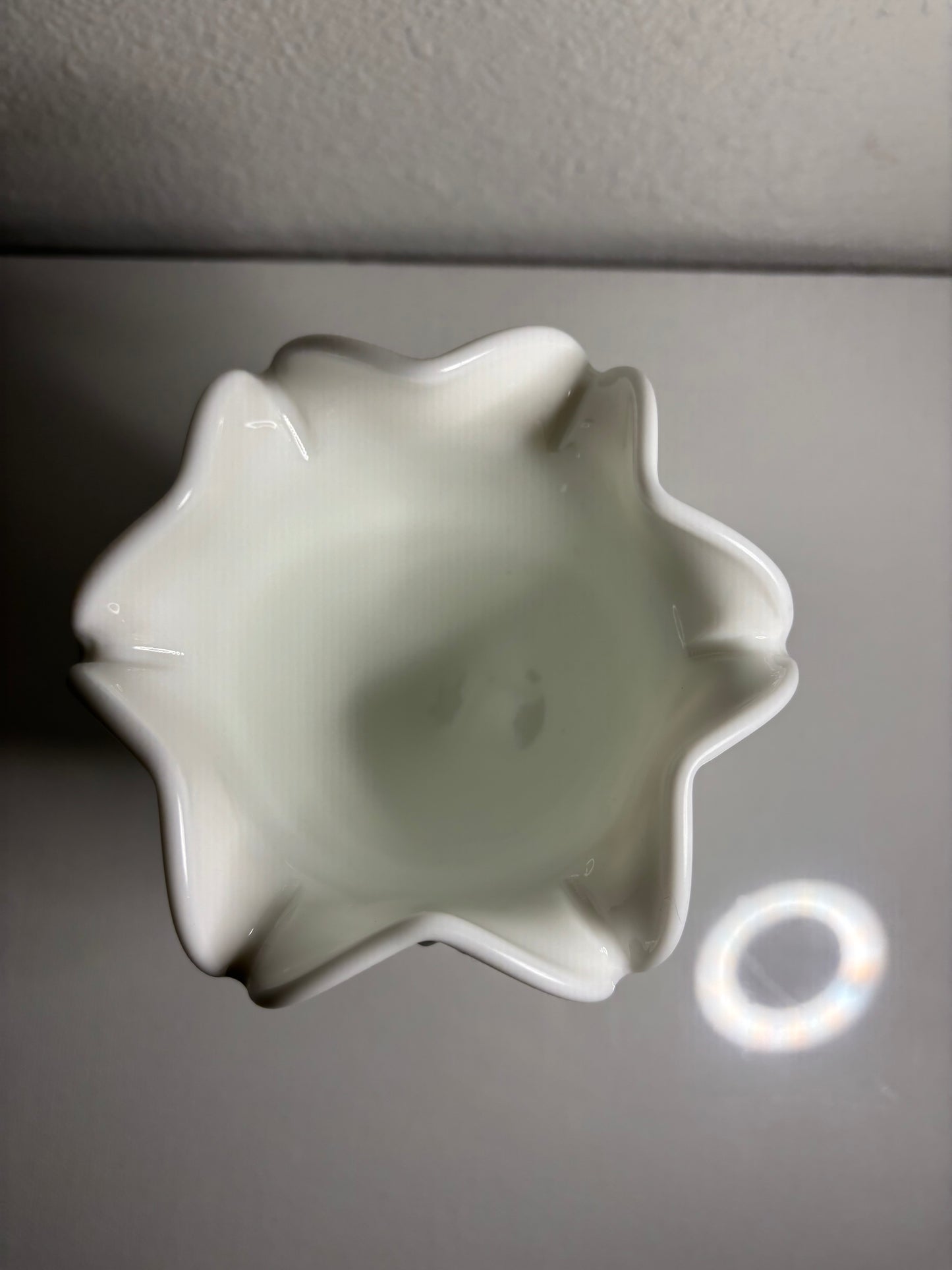 Vintage Milk Glass Hobnail Compote Goblet – Ruffled Edge | 5.5” Tall