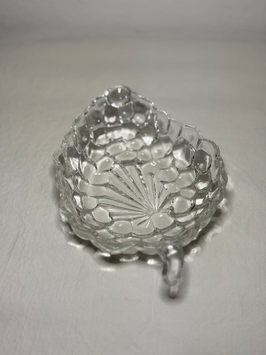 Vintage Pressed Glass Leaf Dish with Handle – 7” Candy or Relish Bowl