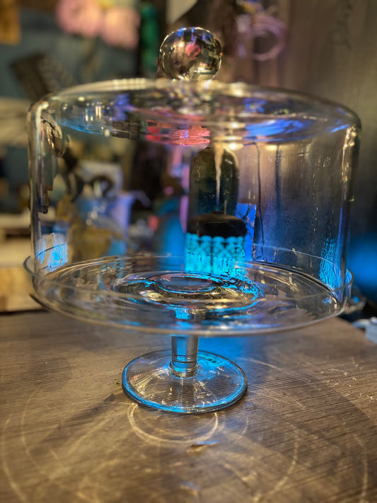 Heavy Glass Cake Stand with Dome – 10” x 10” x 12” – 5.8 lbs