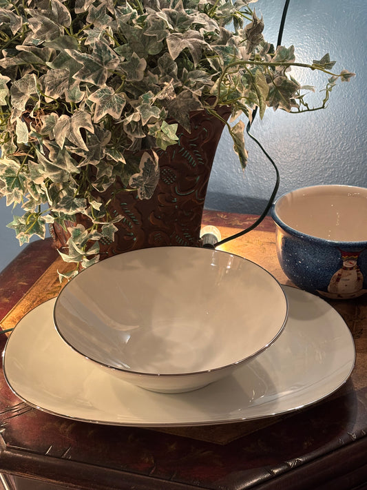 Noritake China Fremont 6127 – Serving Bowl & Platter Set | Made in Japan