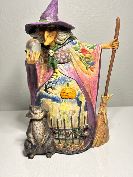 Jim Shore Heartwood Creek Witch Figurine – Halloween Graveyard Scene, 10" Tall