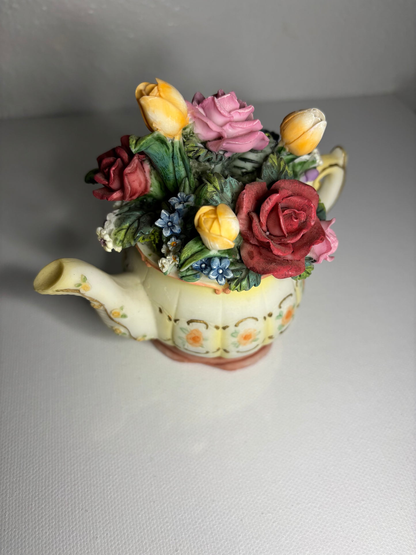 Victorian Rose Garden – Porcelain Floral Teapot Figurine