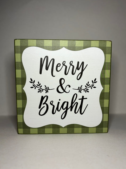 Merry & Bright Wooden Holiday Wall Decoration