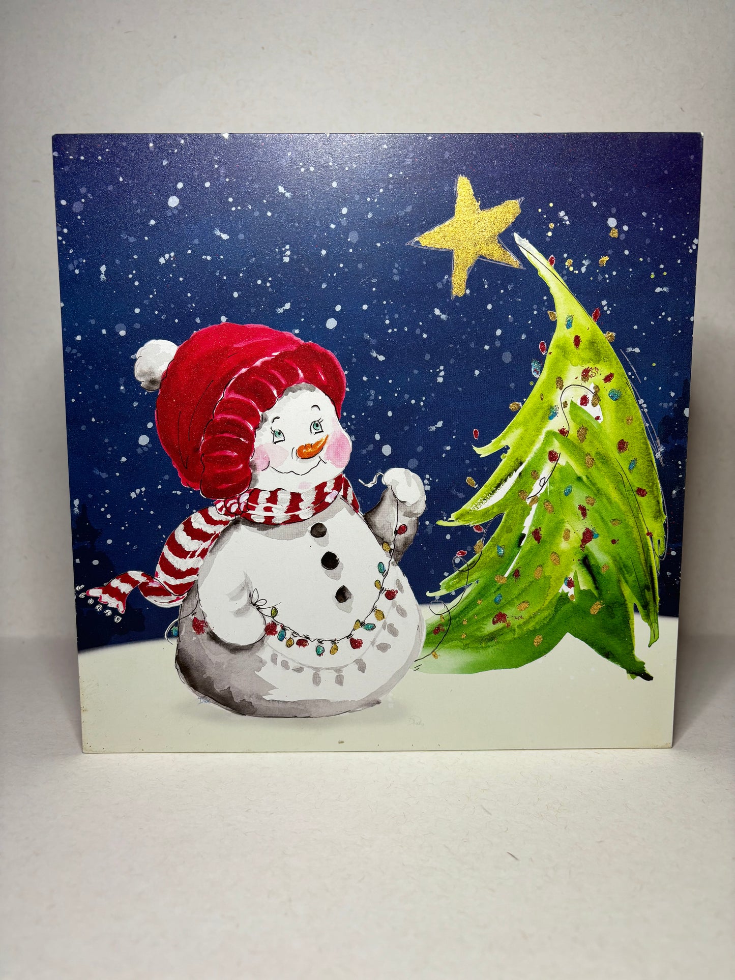 Wooden Snowman Holiday Tree Hanging Sign