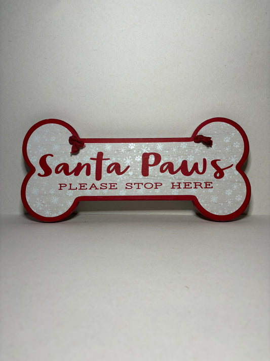 Santa Paws Holiday Wooden Sign Home Decor