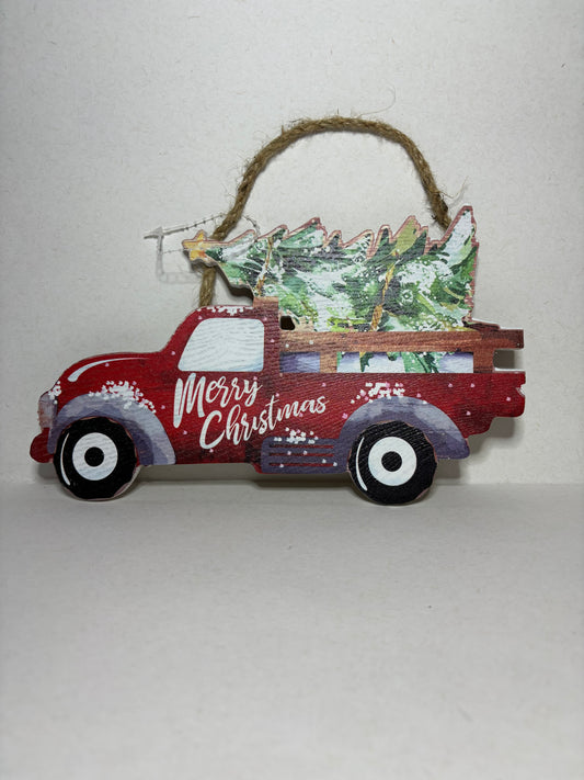 Christmas Truck Wooden Holiday Decorative Wall Hanging