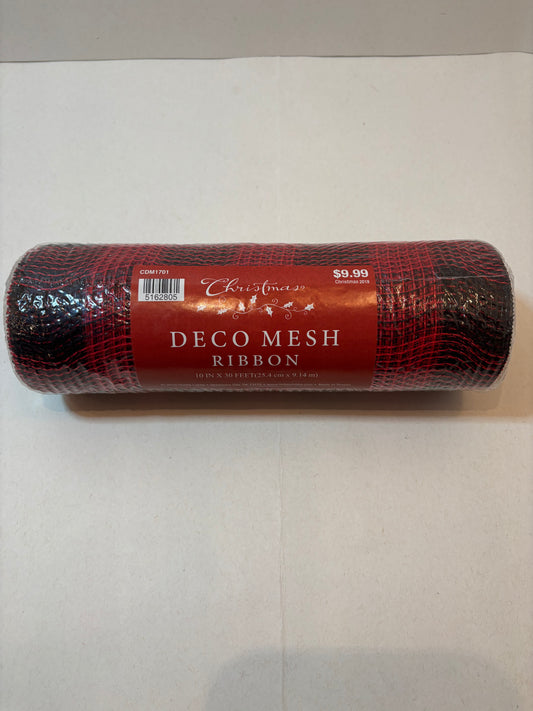 Red & Black Holiday Wreath Making Mesh Roll 10" x 30'