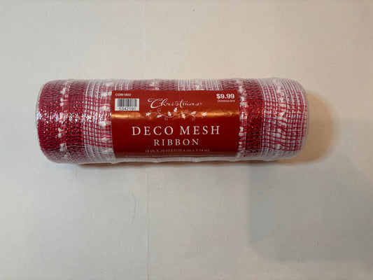 Red & White Holiday Wreath Making Mesh Roll 10" x 30'