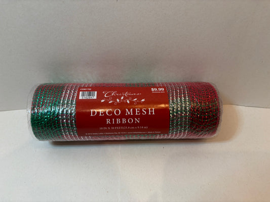 Christmas Green & Red Holiday Wreath Making Mesh Roll 10" x 30'