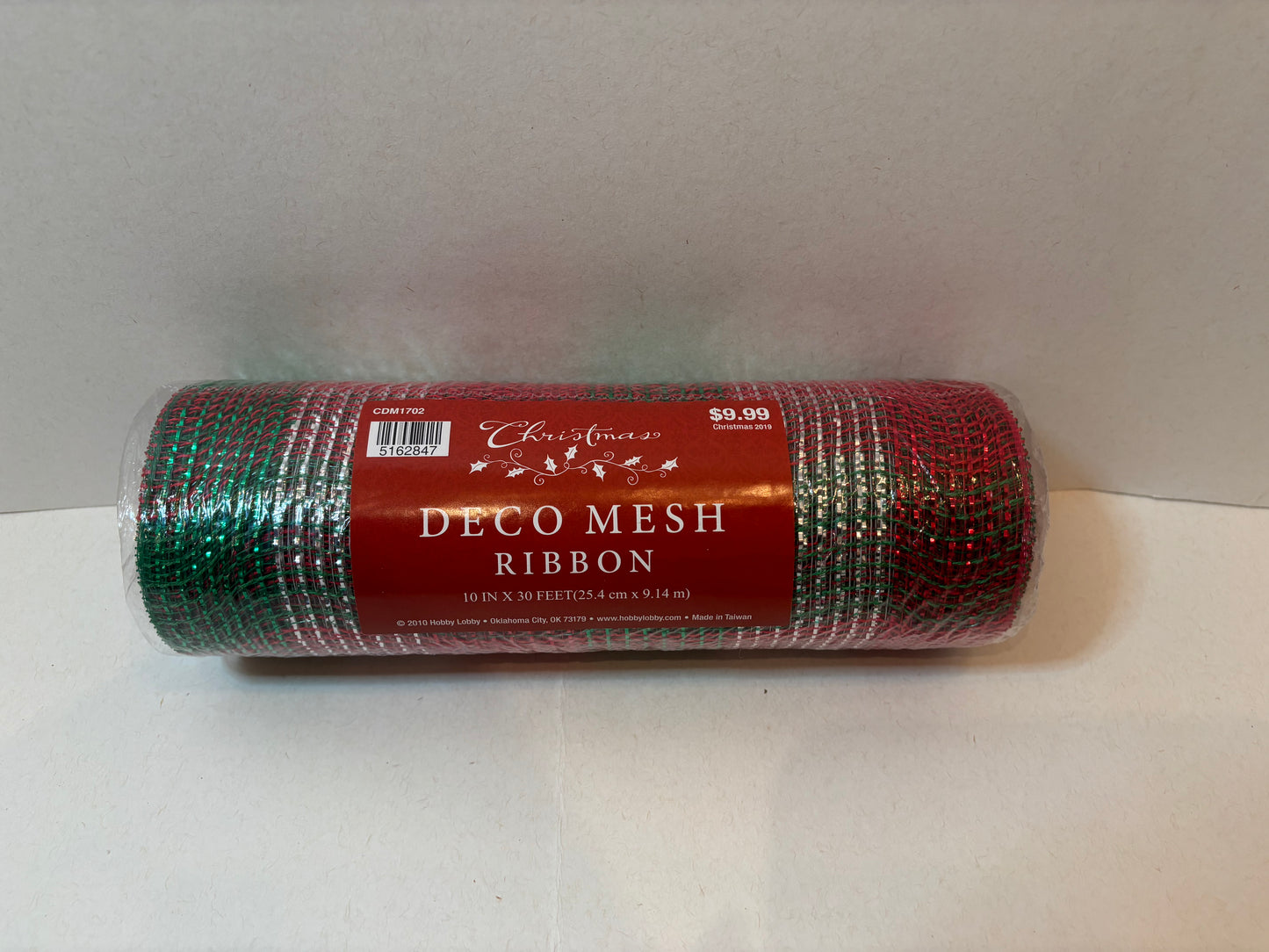 Christmas Green & Red Holiday Wreath Making Mesh Roll 10" x 30'