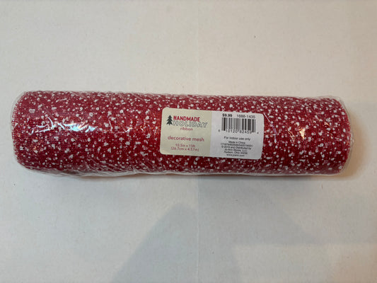 White and Red Holiday Wreath Making Mesh Roll 10.5" x 15'