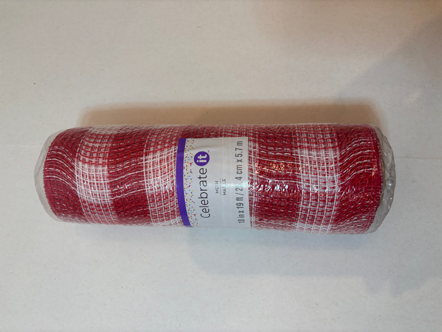 Red & White Holiday Wreath Making Mesh Roll 10" x 19'