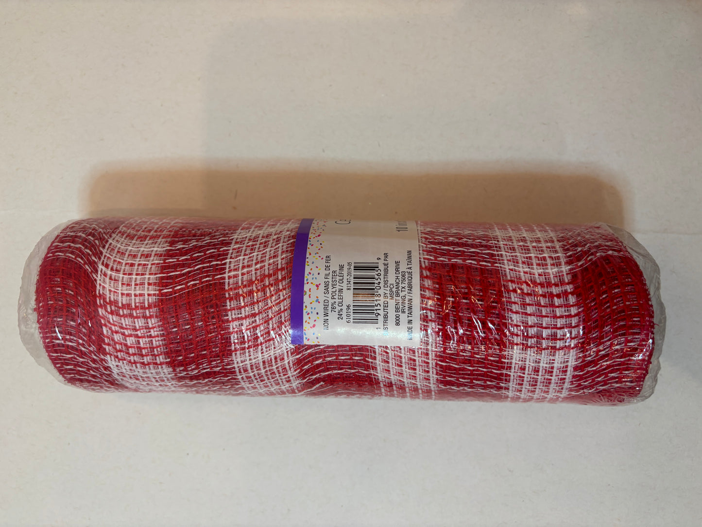 Red & White Holiday Wreath Making Mesh Roll 10" x 19'